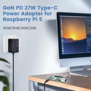 RasTech for Raspberry Pi 5 GaN PD 27W Power Supply 5.1V 5A USB-C Pi 5 Power Adapter for Raspberry Pi 5 16GB/8GB/4GB/2GB