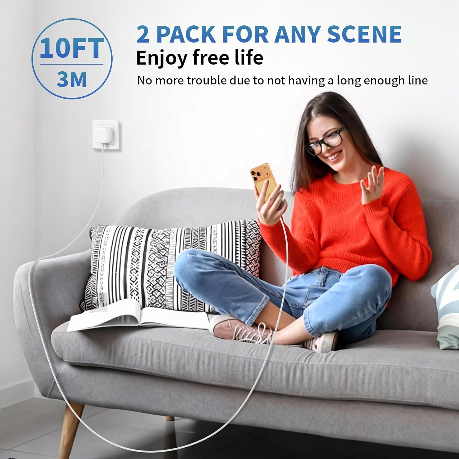 USB C Charger Block, 40W Dynamic Wall Charger with 60W Max, 2Pack Foldable Fast Type C Plug with 10FT Long USB C Charging Cable for iPhone 17 Pro Max/17 Pro/17/16/16 Pro Max/15 Pro Max/15,iPad Pro/Air - Image 7