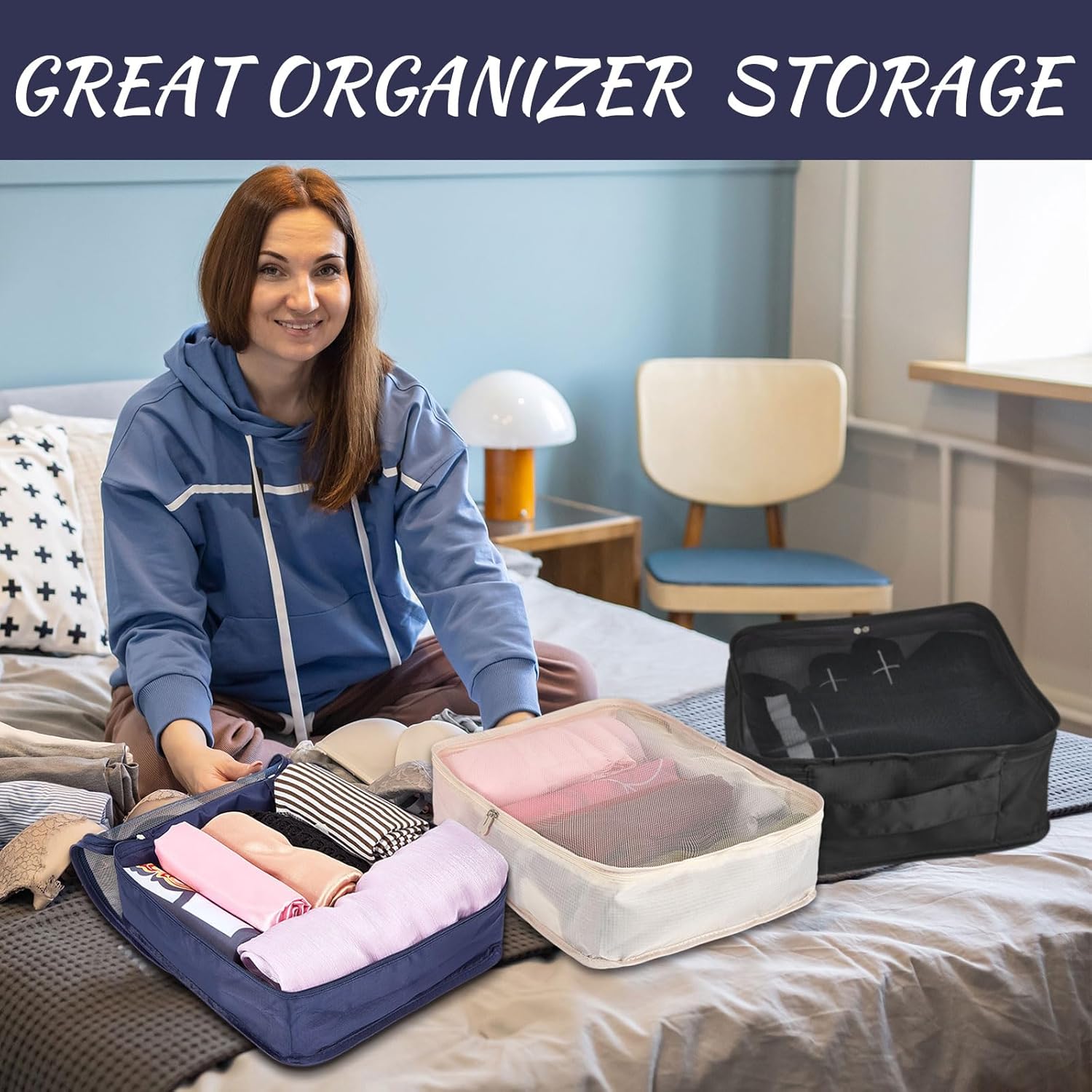 Silkfly 8 Pcs XL Packing Cube for Travel Luggage Organizer Suitcase High Capacity Large Packing Bag Bulk Reusable Mesh Travel Cube for Hiking Camping Accessory, 17.7 x 13 x 4.7 Inch(Multicolor) - Image 6