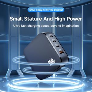 150W USB C Charger Station – Gallium Nitride Lightweight & Portable Type C Fast 4 Ports Charging Station for Multiple Devices