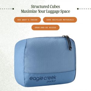 Eagle Creek Pack-It Reveal Cube – Lightweight Packing Cubes for Optimizing Luggage Space – Easy to Carry – Mesh Fabric – Water-Resistant – Easy Grab Zipper – Small – Blue Dawn