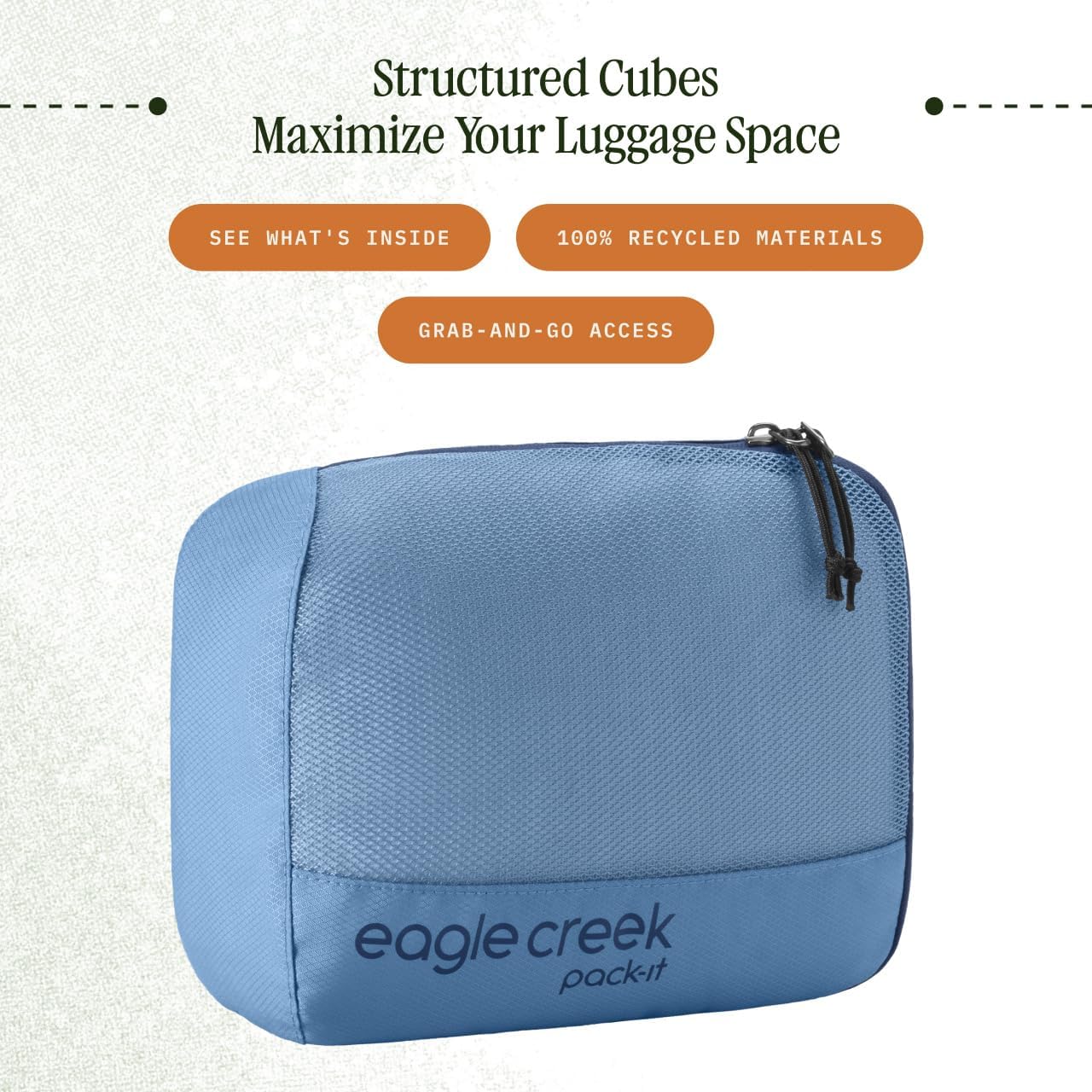 Eagle Creek Pack-It Reveal Cube - Lightweight Packing Cubes for Optimizing Luggage Space - Easy to Carry - Mesh Fabric - Water-Resistant - Easy Grab Zipper - Small - Blue Dawn - Image 2