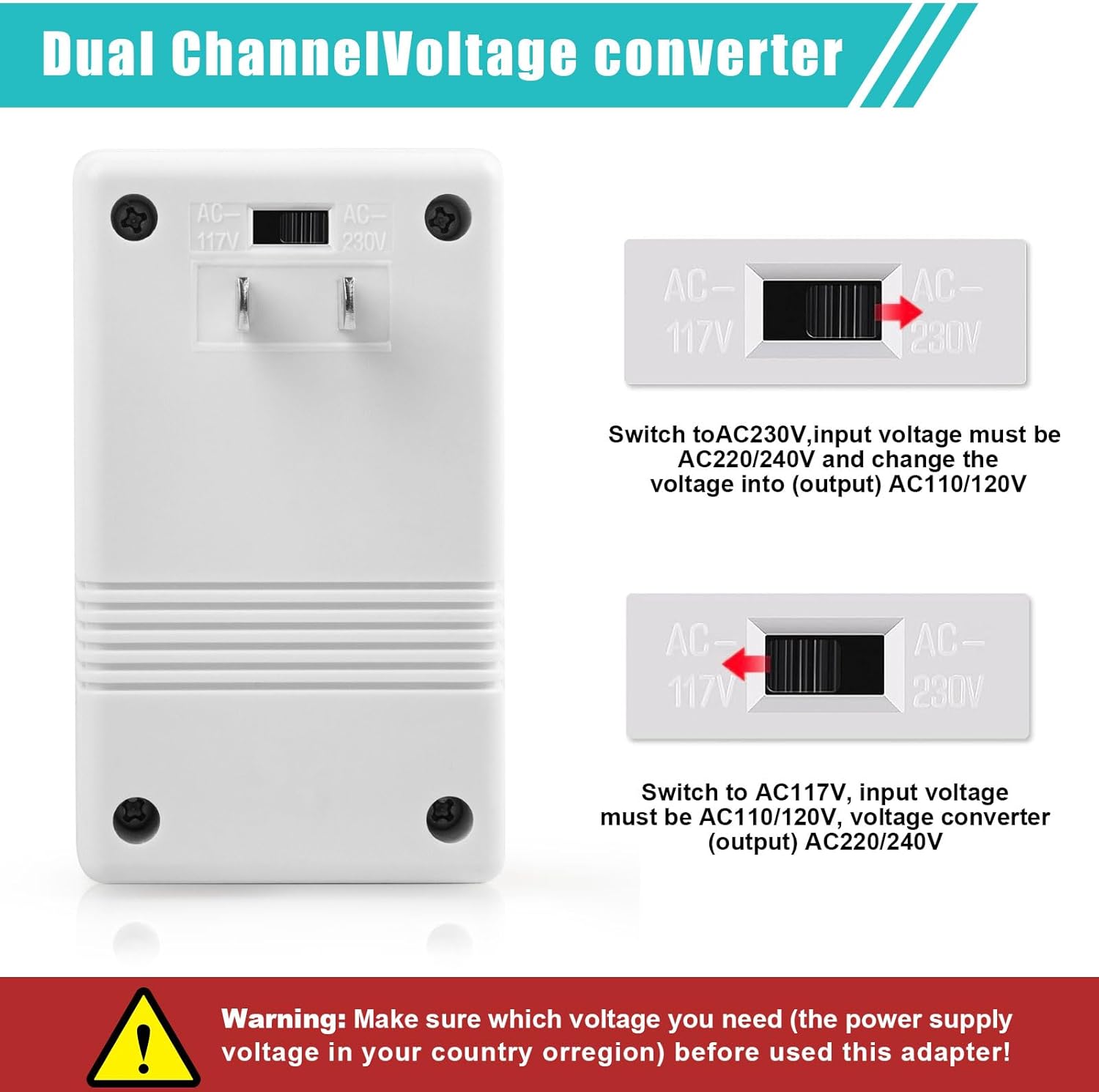 Voltage Converter 110V to 220V Step-Up & Step-Down Power Two-Way Conversion Voltage Converter Transformer for Travel, RV, and Camping (100W-White) - Image 4