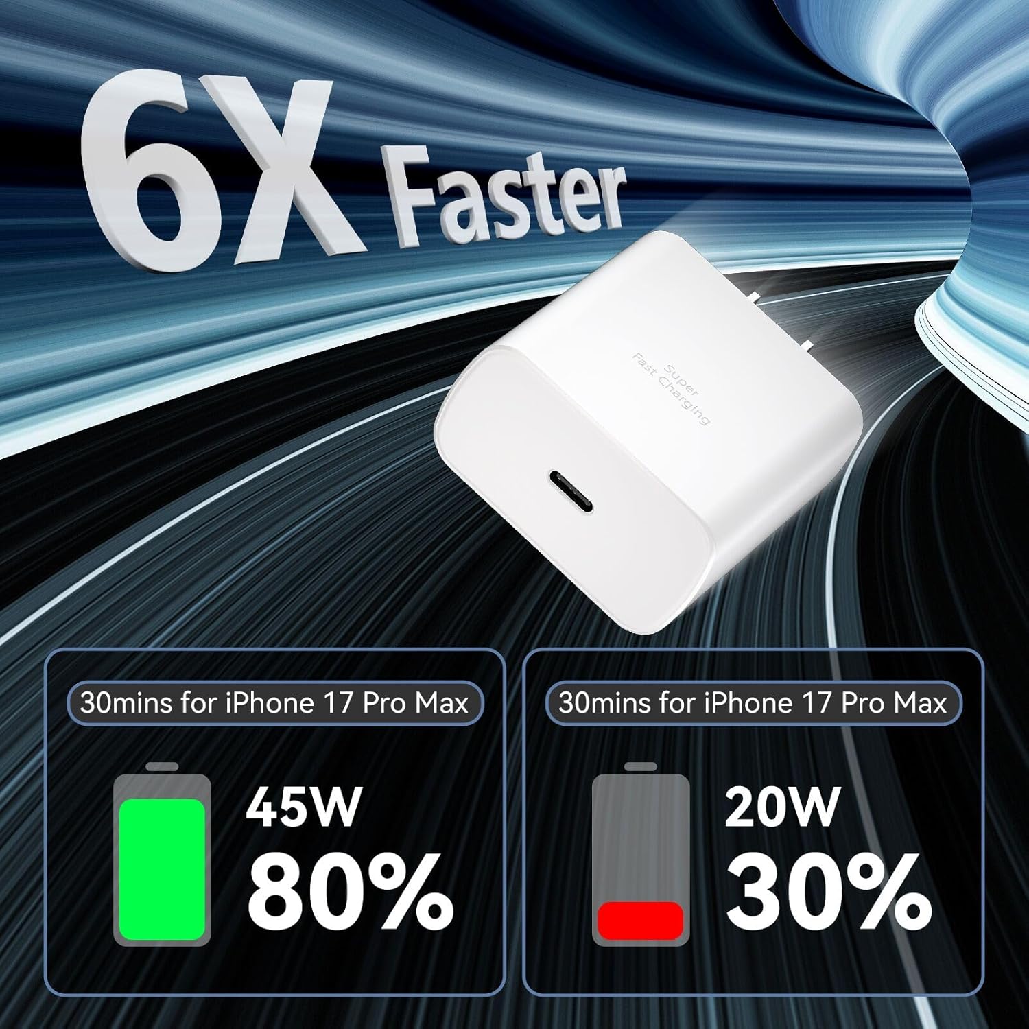 iPhone 17 16 15 Pro Max Charger Fast Charging, 45W USB C iPhone Charger Fast Charging Cable 10FT Long Type C Chargers Block Compatible with iPhone 17 Pro Max/17 Pro/17/16/16 Pro Max/15 Pro Max - Image 3