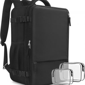 Travel Backpack for Women, Large Carry On Backpack for Travel, Waterproof Backpack Personal Item, Backpack for Women, laptop backpack 17.3 inch, College Bag Casual Daypack, Black