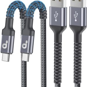 USB to USB C Cable 3A Fast Charging [2 Pack, 6FT], USB A to USB C Charger Cord, Upgraded Extra Durable Braided USBC Cable Compatible with iPhone 17 16 15 Pro Max,Samsung Galaxy S10 S9, LG and More