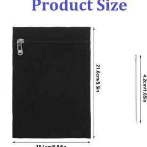 Black Sewing Hidden Pocket with Zipper, Hidden Travel Wallet for Coat Inside Pockets with Sewing Wire, for Jacket, Hoodie, Sweatshirt, Puffer