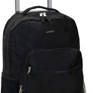 Rockland Double Handle Rolling Backpack, Black, 17-Inch