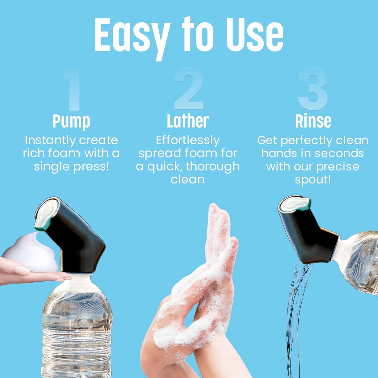 Suds2Go Portable Hand Washing Station Refillable Cap Universal Fit for Most Disposable Water Bottles with Foam Soap Reservoir, Hand Foam Soap Station for Travel, Camping, Outdoor Sink Solution - Image 6