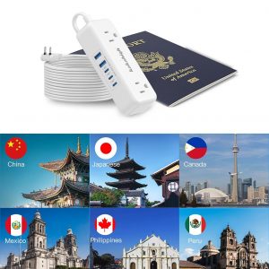US to Japan Adapter, 1875W 2 Prong Extension Cord 5 FT with 180 Rotating Flat Plug, Type A Travel Adaptor for USA to Japanese Tokyo Canada Mexico Philippines Peru China Colombia