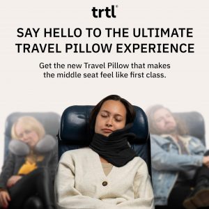 trtl Pillow – Scientifically Proven, Super Soft Neck Support Travel Pillow for Sleeping – Lightweight and Machine Washable – Ergonomic Design for Traveling on Airplanes, Cars, and Trains – Black