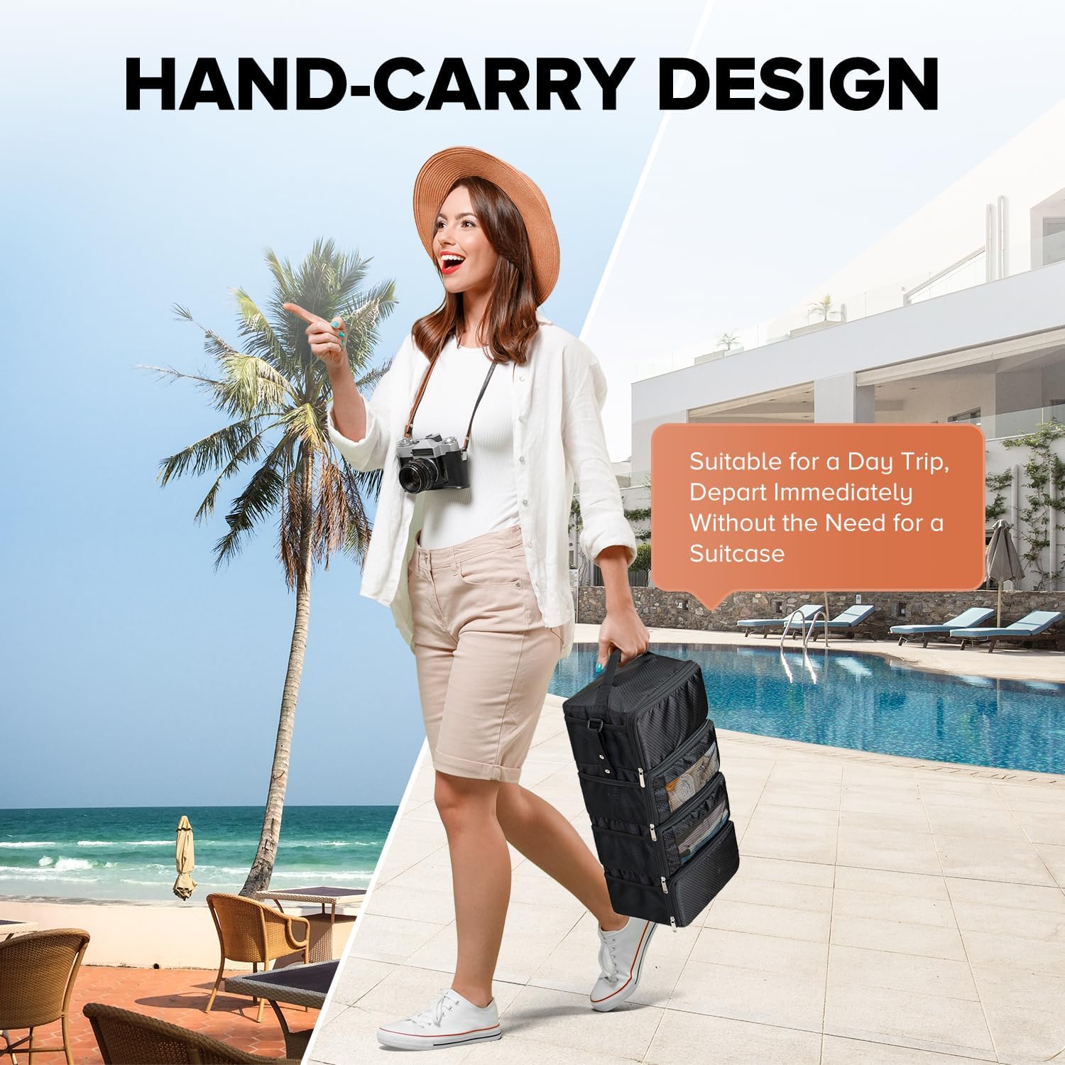 Suitcase Organizer, Travel Luggage Organizer Hanging Shelves Packing Cube Closet/Collapsible Portable Travel Organizer for Carry-on - Image 5
