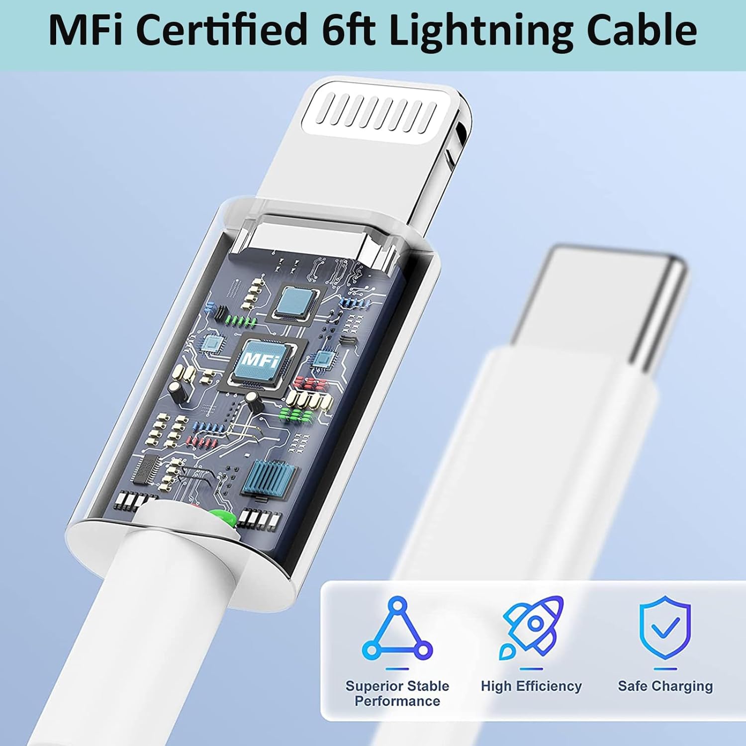 iPhone Fast Charger, iPhone Charger Fast Charging 2Pack PD 6FT Type C Quick USB C to Lightning Cable Cord Fast Charger iPhoneUSB C Wall Block Plug for iPhone14 13 12 11 Pro Max XR XS X, iPad, AirPods - Image 4