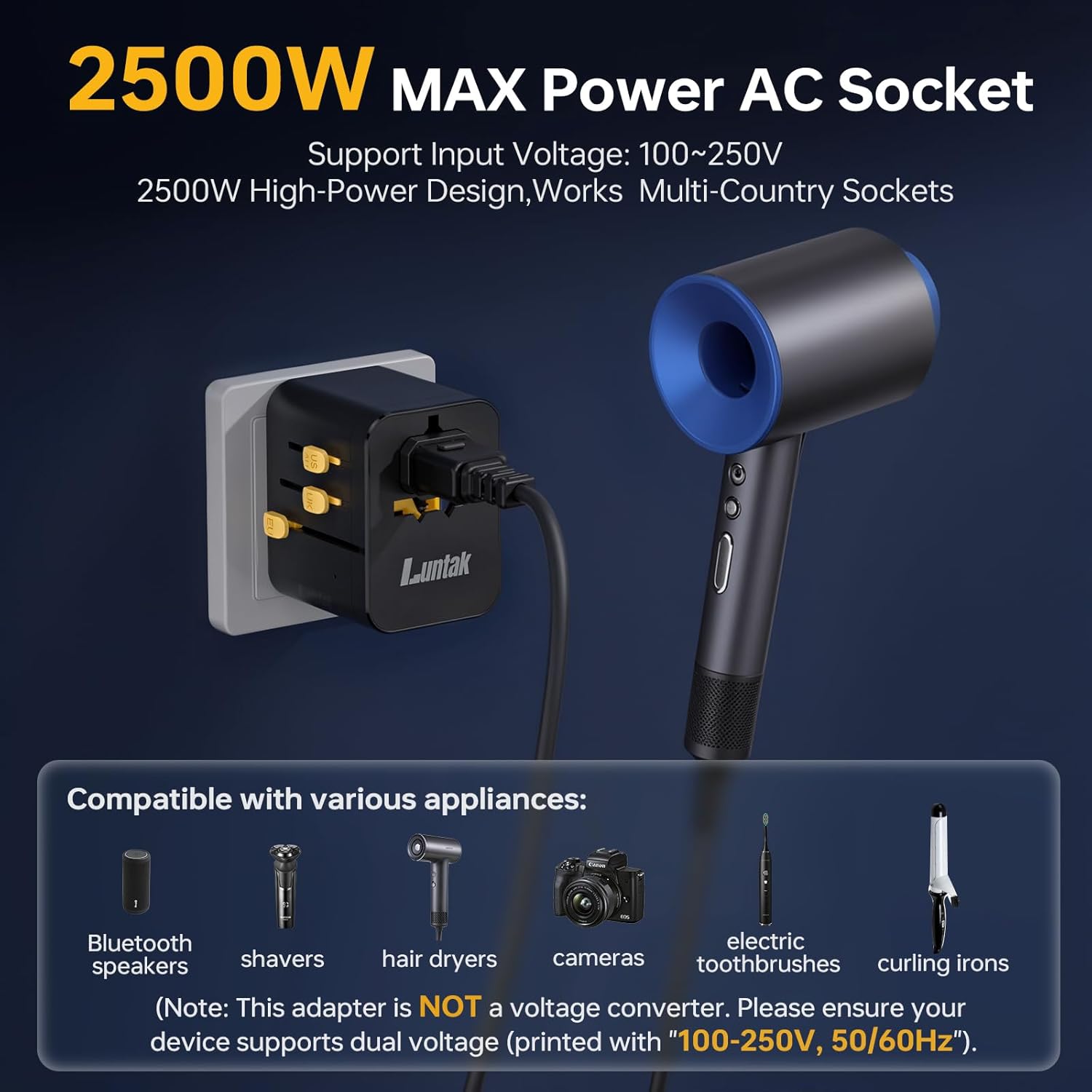 Universal Travel Adapter Worldwide,International Power Adapter with 2 USB-A&2 USB-C&1 AC Outlet,All in One European Travel Plug Adapter for EU/UK/US/AU Over 200+ Country/Region(Type A/C/G/I)-Black - Image 5