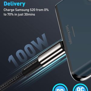 Baseus USB C Cable, 100W PD 5A QC 4.0 Fast Charging USBC to USBC Cable, Zinc Alloy Nylon Braided Type C Charger Cord for iPhone 17 16 Pro Plus Pro Max, MacBook, iPad/mini, Samsung S23/S22+