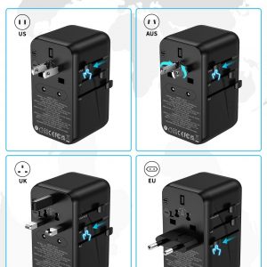 MOMAX Universal Travel Adapter, 100W Fast GaN International Power Adapter, 2PD USB-C+2QC USB-A Travel Adapter, US, UK, EU, AU Travel Adapter Worldwide for Laptops, Tablets, Phones, Vision Pro