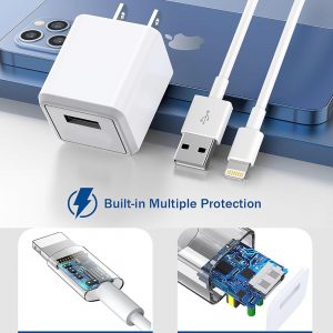 iPhone Charger,Long 6FT iPhone Charger 2Pack i Phone Cord 6feet USB to Lightning Cable Quick Fast Charging Data Sync Cord USB Wall Charge Block Adapter for I Phone14/13/12/11/XS/XR/X/8/7/5/SE2022/iPad