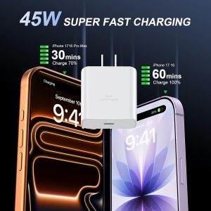 iPhone 17 16 Pro Max Charger Fast Charging, 45W USB C iPhone 17/16 Super Fast Charger Block with 10ft Long Type C Charging Cable Cord for iPhone 17 Pro Max/17 Pro/Air/17/16/16Pro/16ProMax/Plus/15/S25
