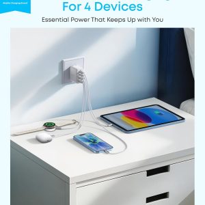 Anker Zolo USB C Charger Block, 2-Pack 4-Port Wall Adapter with 50W Max Output, 2 USB-C and 2 USB-A, Compact and Stable Design, for iPhone 17/16 Series, MacBook, iPad, Pixel, Galaxy, and More (White)