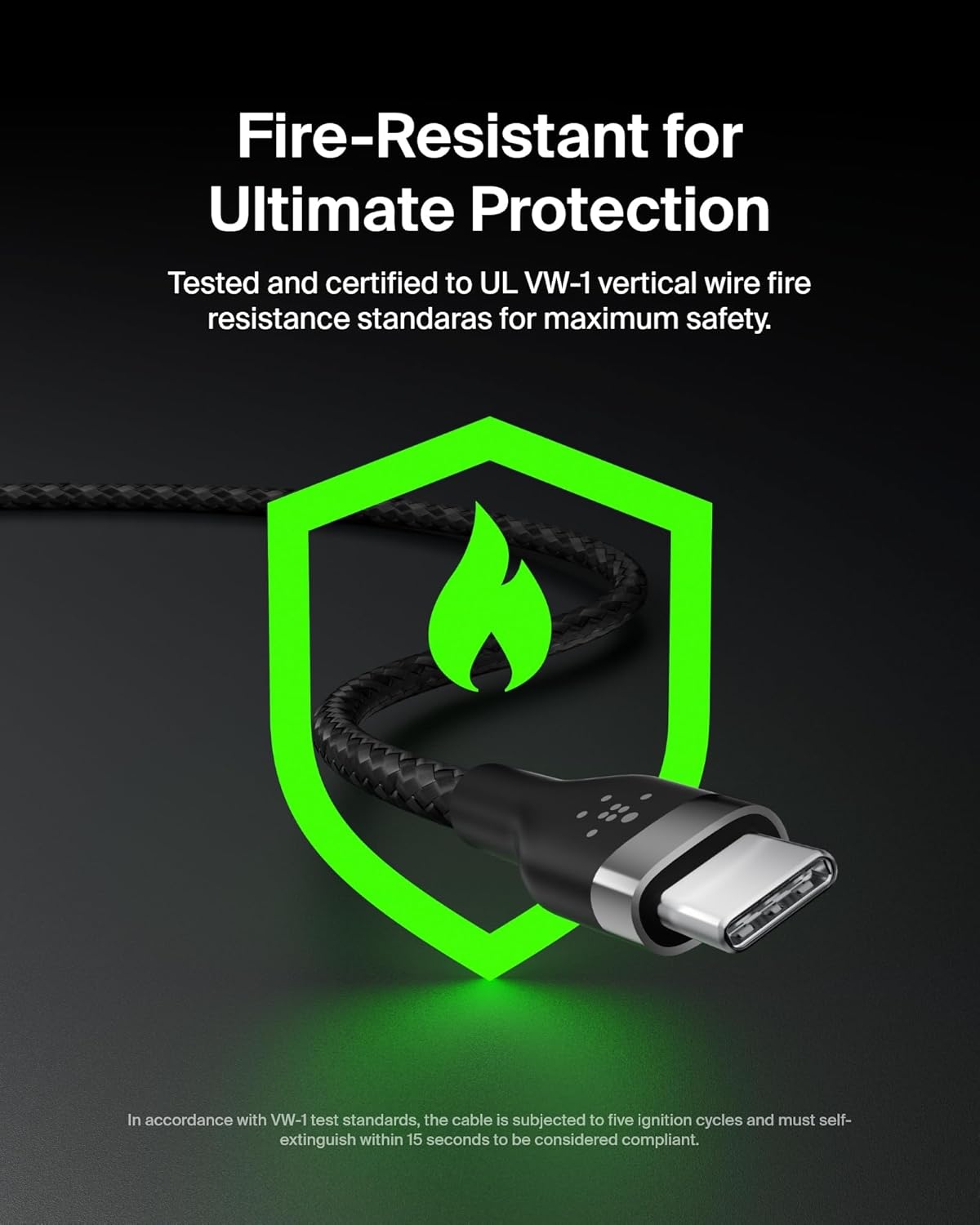 Belkin BoostCharge Pro Flex Braided USB-C to USB-A Cable (6.6ft/2M), USB-C USB-IF Certified Fast Charging Cable for iPhone 17, iPad Pro, Galaxy S25, Pixel, Nintendo Switch 2 & More - Black (2-Pack) - Image 8