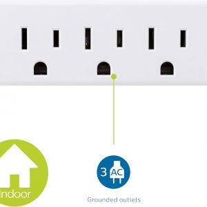 Philips 3-Outlet Extender, 2 Pack, Grounded Wall Tap, 3-Prong Adapter, Multiple Plug, Power Splitter, Cruise Essentials, Use for Home Office School Dorm, UL Listed, White, SPS1630W/37