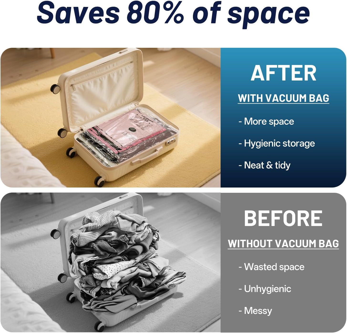 Combo 20 Pack Travel Vacuum Bags for Luggage with Portable Electric Pump,Vacuum Seal Bags for Clothing,Packing Cubes Compression,Cruise Ship and Travel Essentials - Image 5