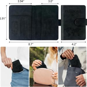 Passport Wallet Holder – Slim Travel Organizer Cover for Women & Men, Essentials Accessory (Black)