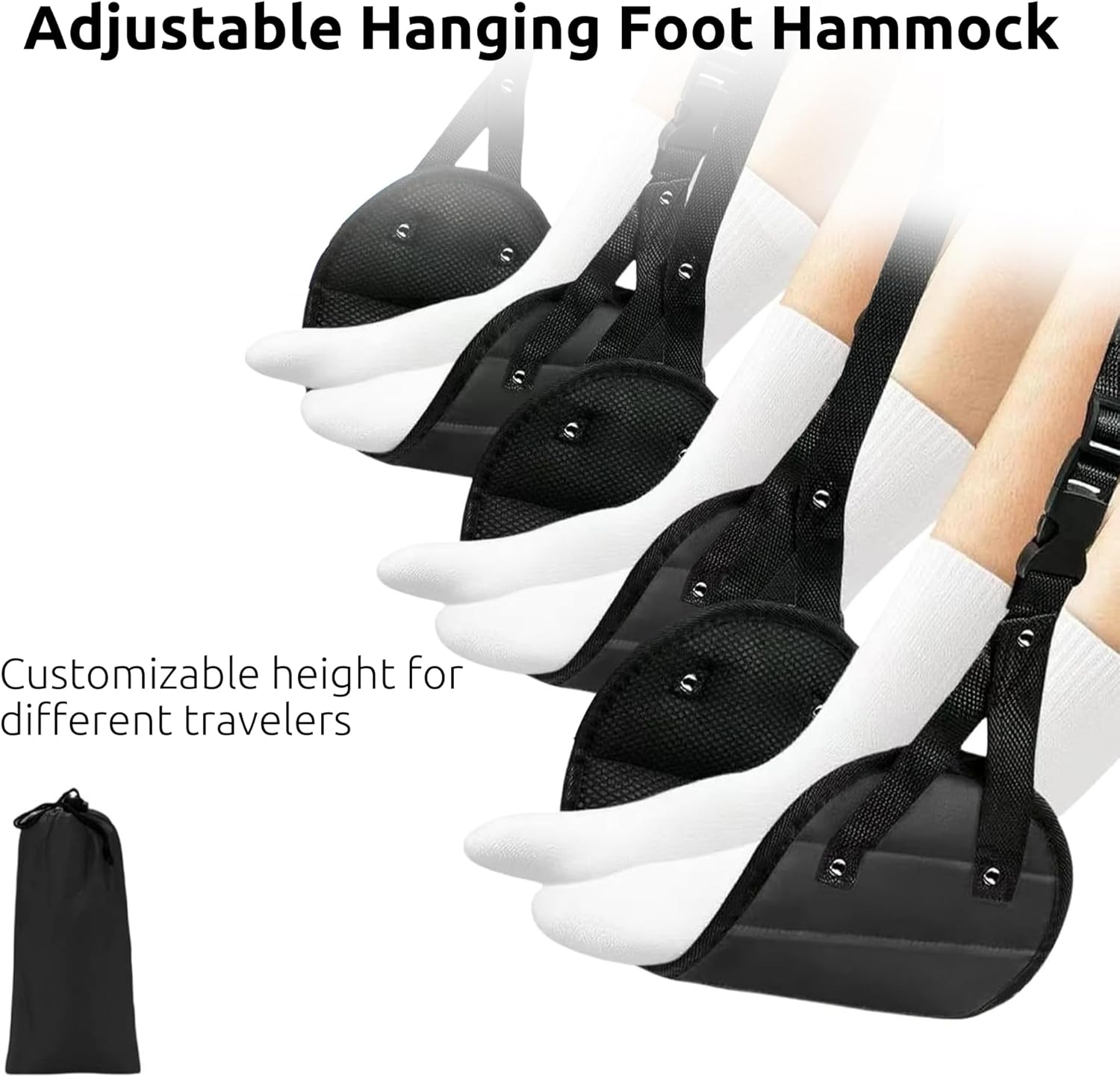 Airplane Foot Hammock, Ergonomic Foot Hammock for Plane Travel with Eye Mask and Earplugs (Memory Foam),Perfect Airplane Gadgets or Plane Travel Essentials to Relax Your Feet - Image 7