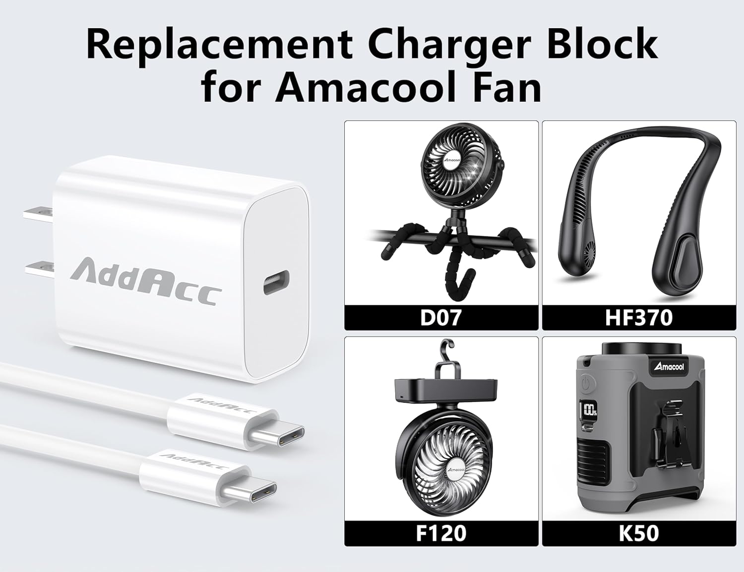 20W USB C Charger Block Compatible KITWLEMEN, ONLYNEW Rechargeable Camping Fan, Amacool Stroller Fan, VENTY Portable Fan, 5V/3A Charging Adapter, 3.3FT Fast Type-C Charger Cable - Image 7