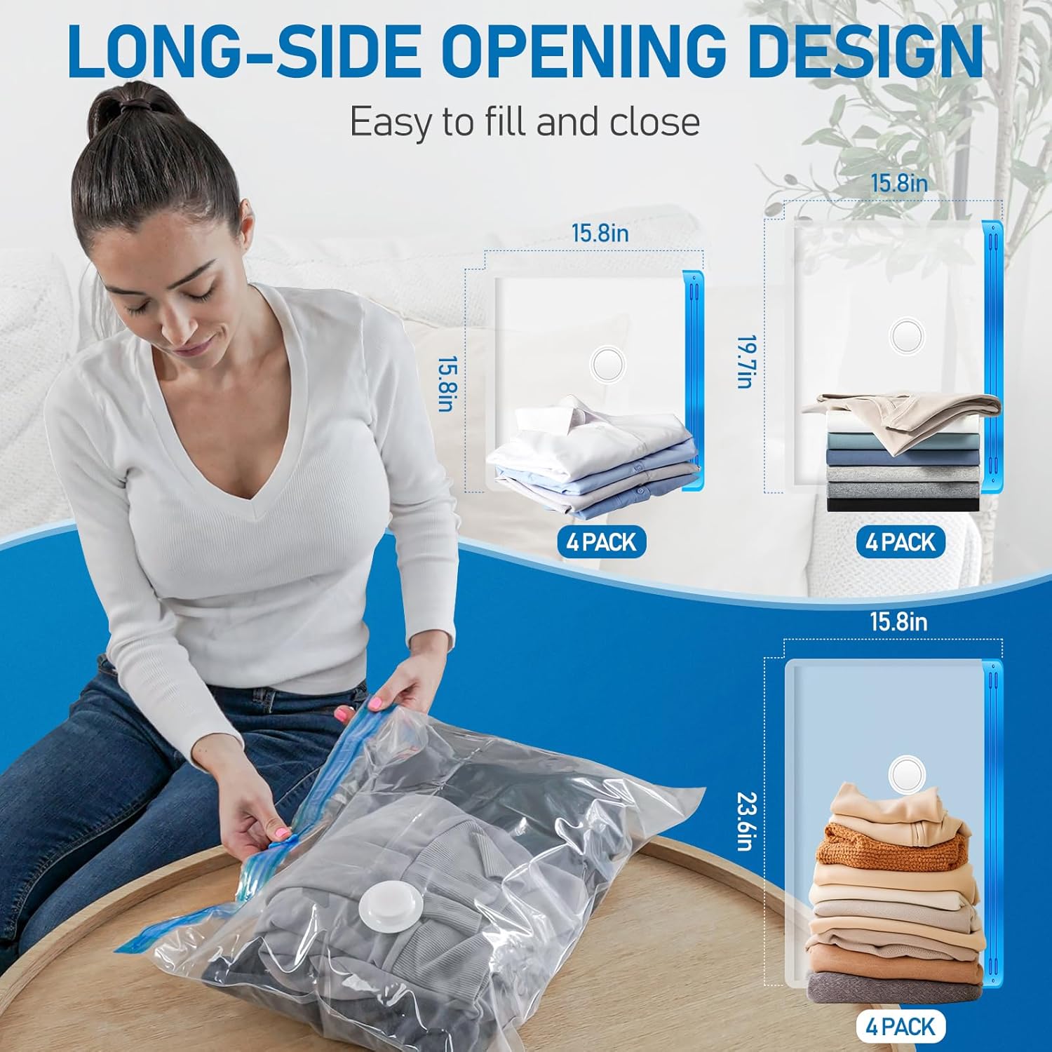 VMstr 12 Pack Travel Vacuum Storage Bags with USB Electric Pump, Compression Bags for Travel, Space Saver for Clothes and Clothing - Image 4