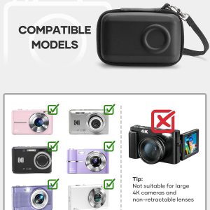 Digital Camera Case for KODAK PIXPRO FZ45 FZ55 & CAMKORY 1080P – Compact Travel Bag with 3 SD Card Slots, Small Lightweight Pouch, Cute Gifts for Adults Kids