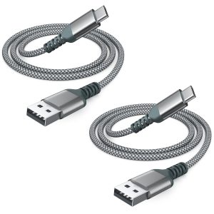 USB C Charger Cable [2 Pack/4ft], Fast Charging Type C Cable, Nylon Braided USB A to USB C Cable for iPhone 15/15 Pro, MacBook, iPad, Galaxy, and Other Type-C Devices.