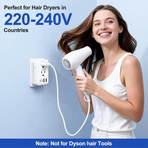 2500W Voltage Converter US to Europe, 220V to 110V Converter for European Travel, Power Converter Adapter Combo with 2 USB-A 2 USB-C, UK/AU/US/IT/European Travel Plug Adapters for Hair Dryer