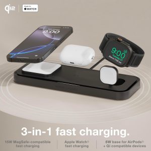 NOCO XGrid XDP3: 3-in-1 Wireless Charging Pad – Charging Station for iPhone, Apple Watch, and AirPods – MagSafe Compatible, Qi2 Certified – Includes 45W USB-C Wall Charger and 6.5-Foot USB-C Cable