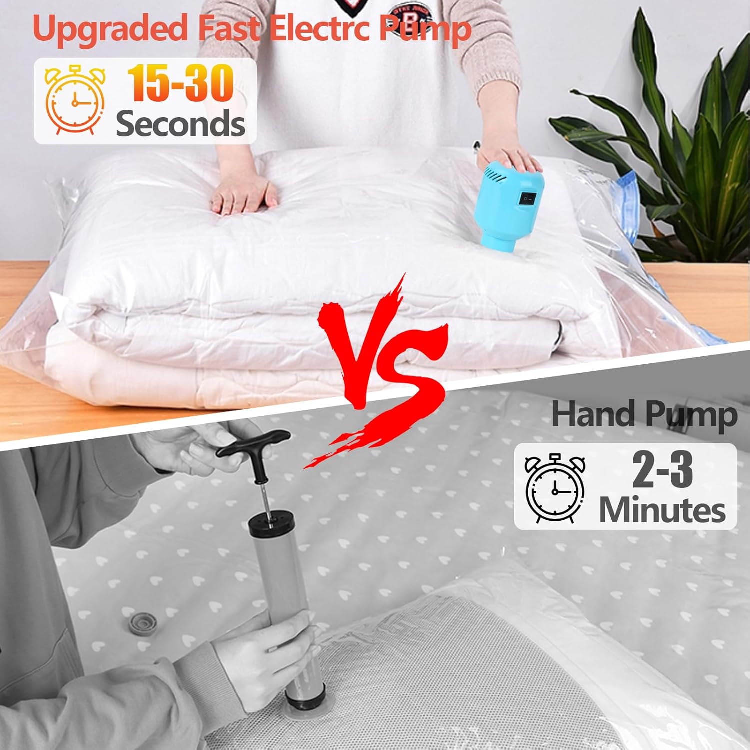 Morecoo Vacuum Seal Bags for Clothing, 6 Pack Vacuum Storage Bags (3 Jumbo/3 Large) with Electric Pump, Packing Cubes Compression Space Saver for Comforters, Blankets - Ideal for Travel - Image 4