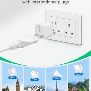 vansoet 220V to 110V Converter for European Travel, Voltage Converter US to Europe, Universal Travel Adapter with 2 USB C Ports & 1USB-A Port, Power Plug Combo for Curling Iron Hair Straighteners