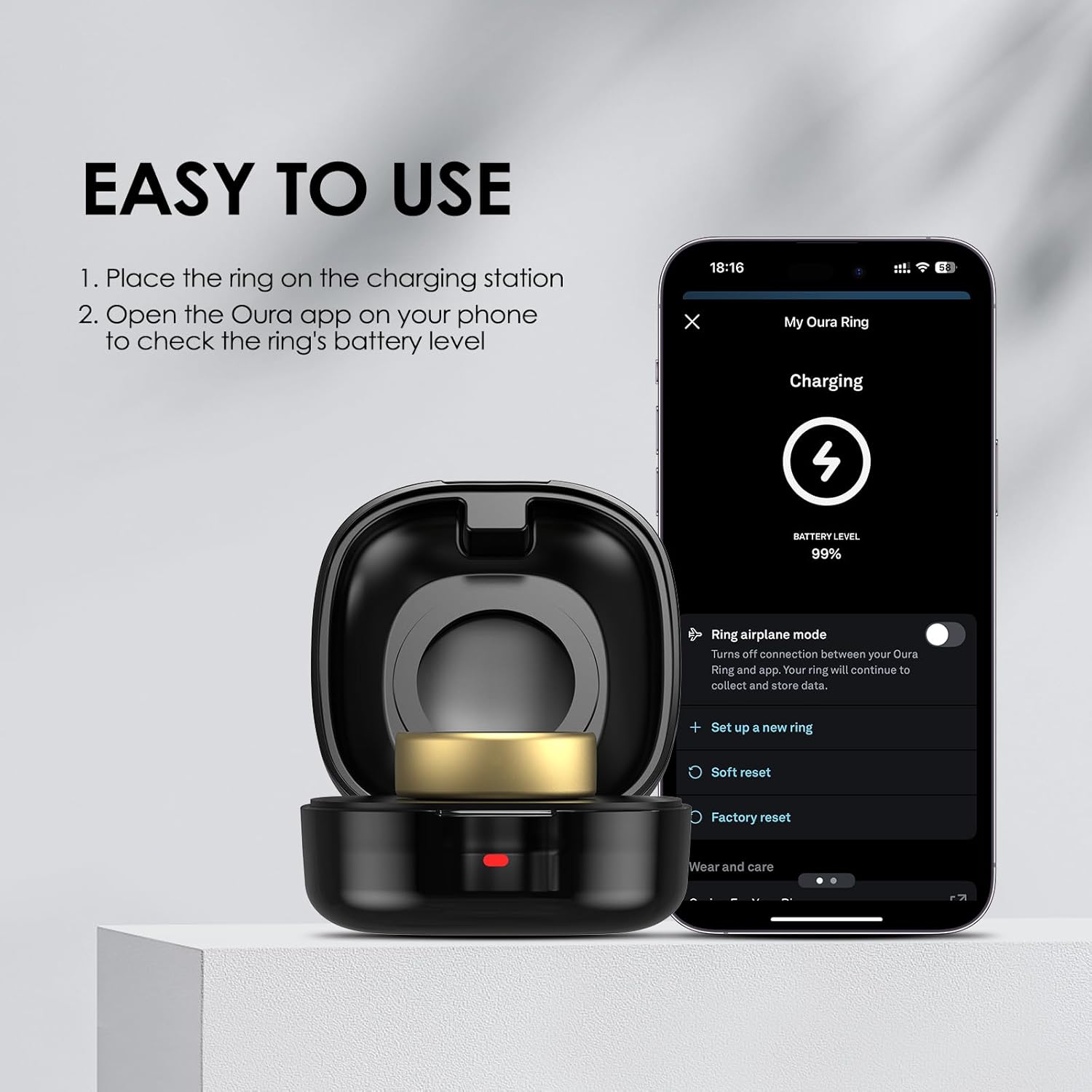 Compatible with Oura Ring Gen 4 Charger,Not for Oura Ring Gen 3, Portable Travel Charging Box for Smart Accessories (Black, Size 9) - Image 5