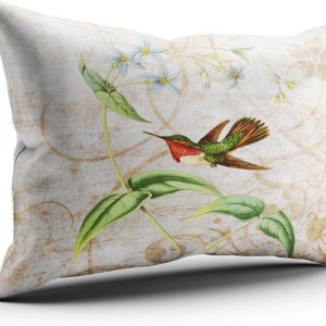 ONGING Decorative Pillowcases Green and Ivory Scintillant Hummingbird Vintage Grunge Customizable Cushion Rectangle Boudoir Size 12×16 inch Throw Pillow Case Hidden Zipper One Side Design Printed