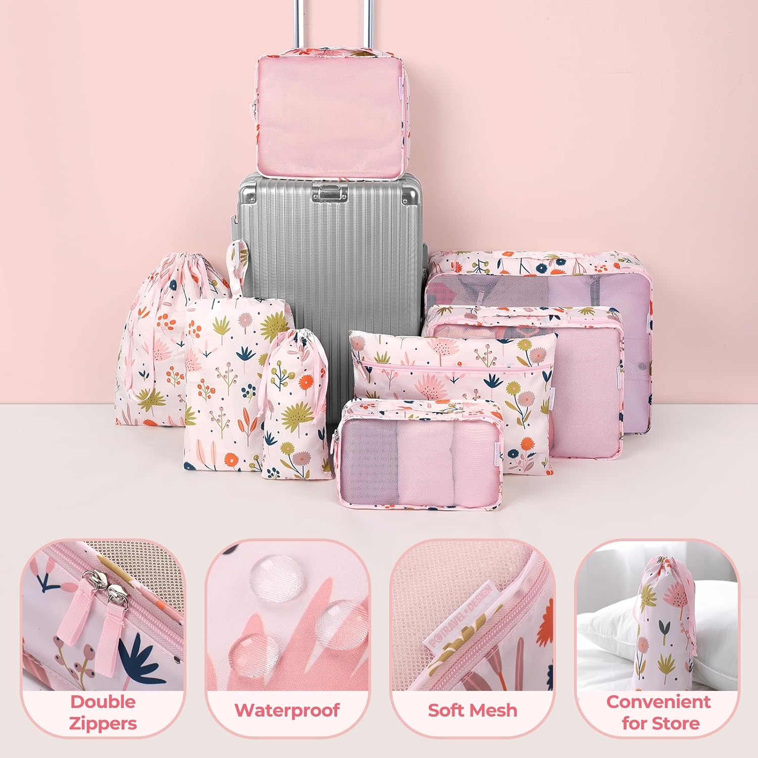 MissBoy Packing Cubes for Kids, 8 Pcs Set of Packing Cubes for Carry on Suitcase Organizer Bags, Kids Packing Cube, Waterproof Travel Essentials for Girls and Boys - Image 3