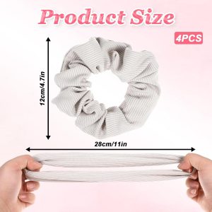 4 PCS Pocket Scrunchies Elastics Hair Ties Hair Band with Hidden Zipper Stash Scrunchy Ponytail Holder Key Money Storage Bag Secret Compartment for Thin Fine Curly Hairs