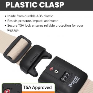 TSA Approved Luggage Straps – Set of 2 Anti-Burst Adjustable Polyester Suitcase Belts with 3-Dial Combination Lock – Prevents Accidental Opening, Secure Travel (Beige)