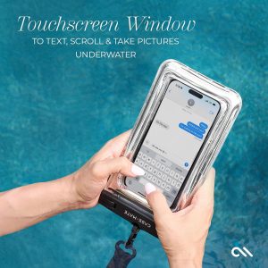 Case-Mate 2 Pack IP68 Waterproof Phone Pouch – Floating Waterproof Phone Case w/Crossbody Lanyard – Beach Cruise Ship Travel Essentials – Compatible w/All Devices, Touchscreen Friendly – Silver Chrome
