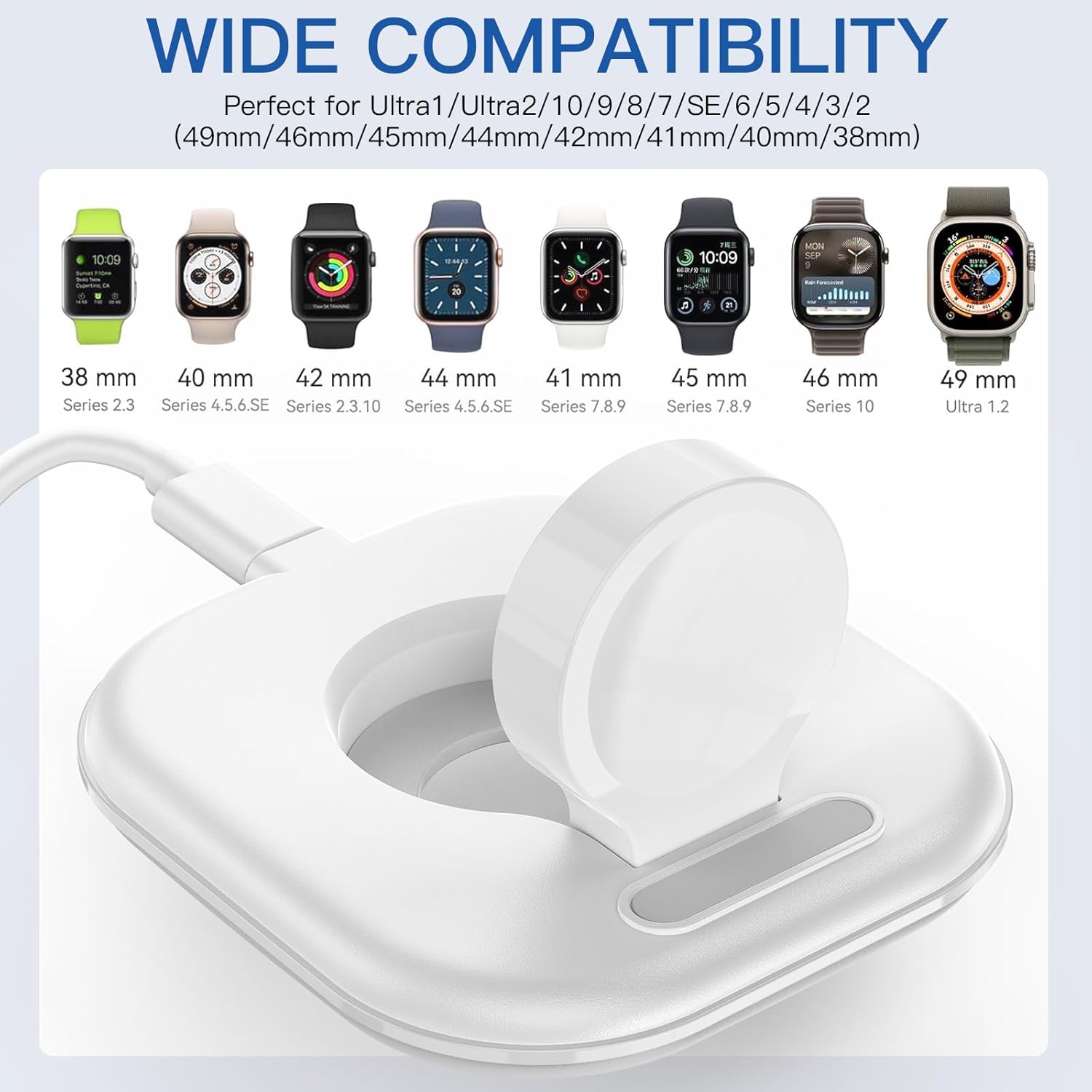 for Apple Watch Magnetic Charging Dock - Fast Magnetic Charger Stand, Compatible with Apple Watch Series 2/3/4/5/6/7/8/9/10/Ultra 1 2, Supports Nightstand Mode, Portable Design for Travel - Image 4