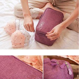 FAMOORE Travel Bra Underwaer Organizer Compact Lingerie Box Fornight Toiletry Bag (Purple)