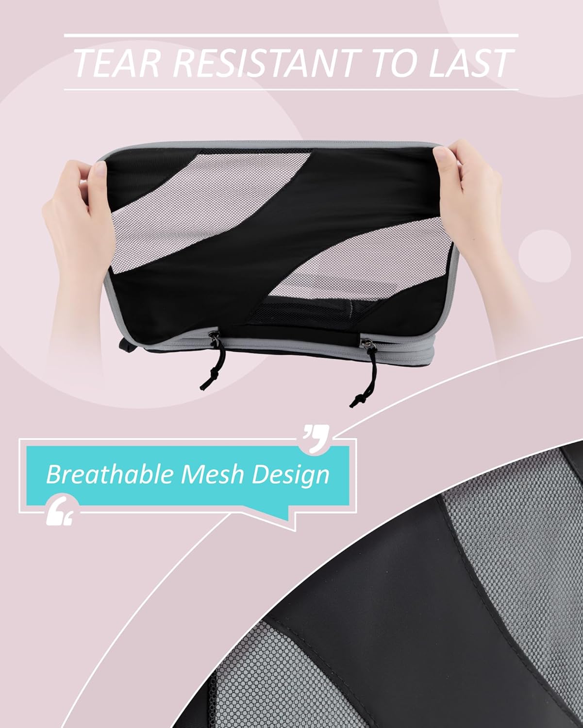 BAGSMART Compression Packing Cubes, 6 Set/4 Set/2 Set Travel Packing Cubes for Carry on Suitcases, Compression Suitcase Organizers Bag Set & Travel Cubes for Luggage, Lightweight Packing Organizers - Image 6