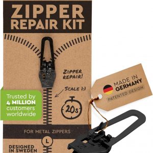 Zlideon Zipper Repair Kit for Metal Zippers – 1pcs, Black (L/5) | Instant Zipper Pull Replacement Slider for Denim, Jeans, Jacket, Boots, Winter Coats, Handbags | Easy to Install | Made in Germany