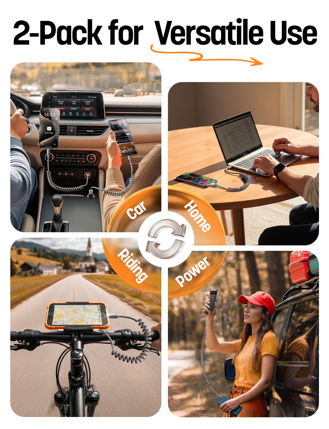 LISEN Coiled USB C Cable, 2 Pack for Android Auto & CarPlay Cable, Short USB A to USB C Cable Compatible with iPhone 17/16/15, Samsung Galaxy S25/S24/S23 A15/A14, Google Pixel 9/8, Space Gray 4FT - Image 9