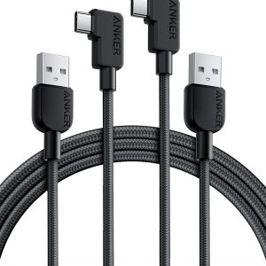 Anker Cable [2 Pack 6FT], Right Angle USB A to USB C Braided Cable, Durable 90 Degree Type C Cord for Samsung Galaxy Note 10,LG V30 (Black)