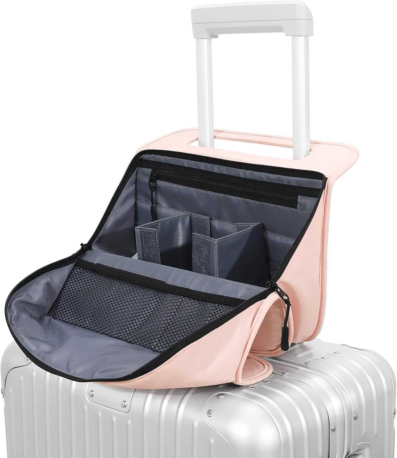 CONTAIL 13 Inch 3L 4-in-1 Travel Essentials Organizer, Small Business Handbag, Suitcase Drink Holder,Phone Tablet Holder,Airport Accessories Storage,Pink - Image 3