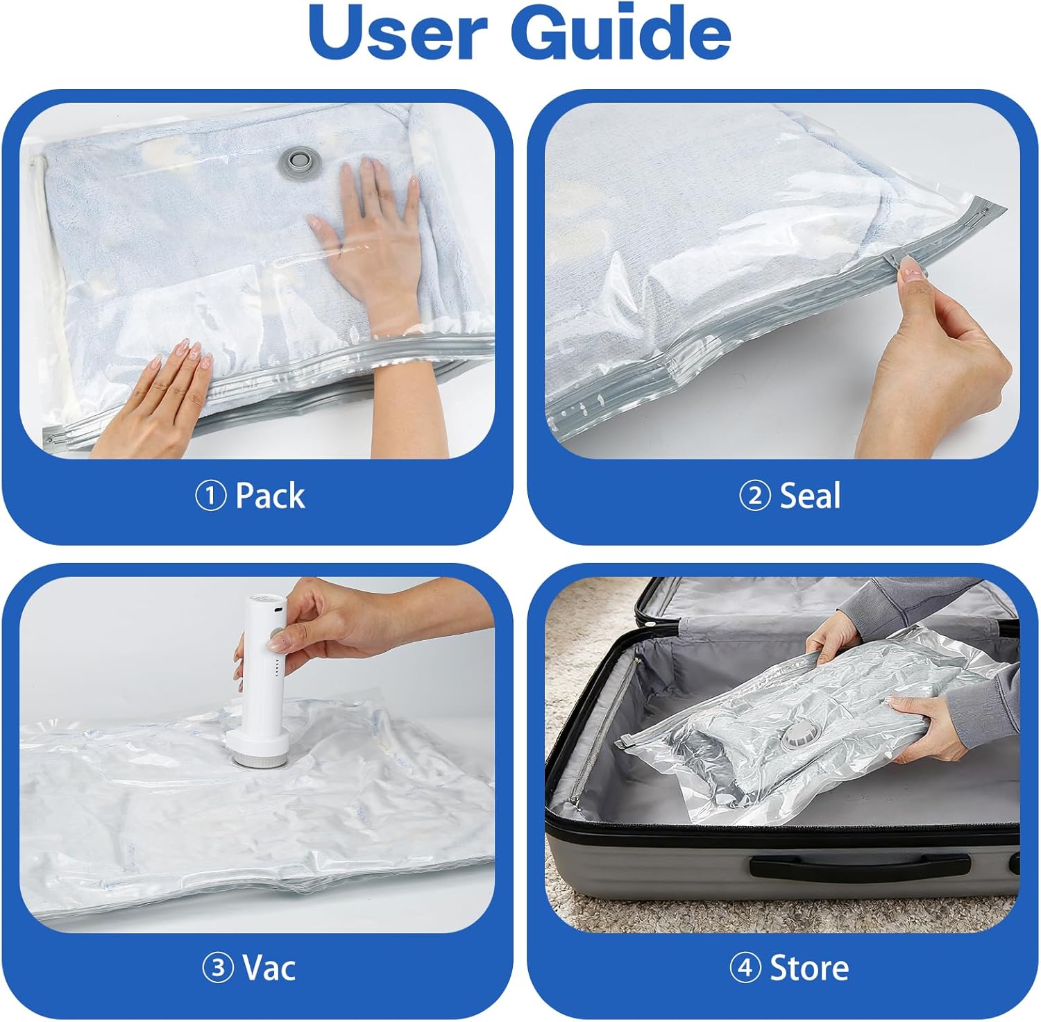 Vacuum Seal Bags For Clothing Travel With Wireless Electric Pump,9 Pack Space Saver Vacuum Storage Bags In 3 Combo Sizes,Compression Travel Packing For Luggage,Ideal For Air Planes, Apartments - Image 7